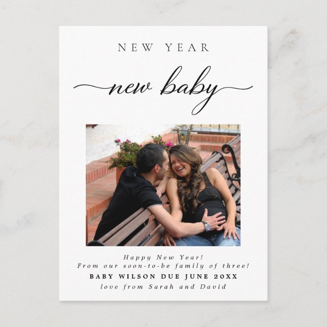 Carte Postale Faire-part Nouvelle Année Nouveau Bébé Photo Grossesse (Devant)