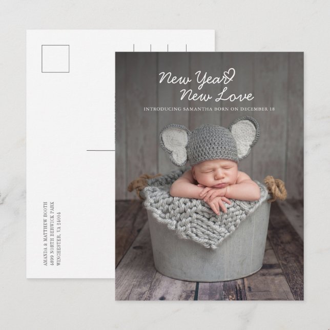 Carte Postale Faire-part Nouvelle Année Nouvel Amour Vacances Naissance Pho (Devant / Derrière)