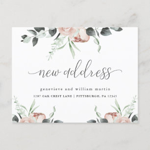 Carte Postale Faire-part Nouvelle calligraphie d'adresse Floral Changement
