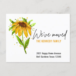 Carte Postale Faire-part Nouvelle maison Aquarelle Jaune Florale Nous avons