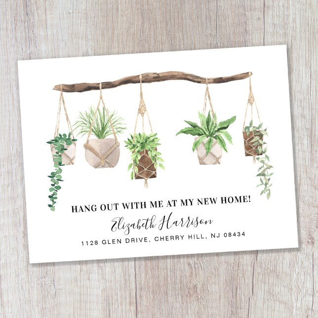 Carte Postale Faire-part Nouvelle maison Boho Plantes Aquarelle Moving (Créateur téléchargé)