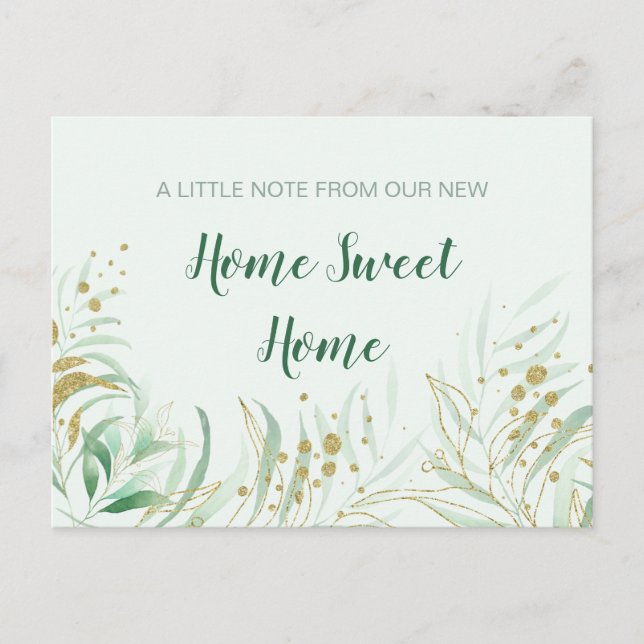 Carte Postale Faire-part Nouvelle Maison Douce Maison Aquarelle Feuillage D (Devant)