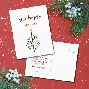Carte Postale Faire-part Nouvelle maison Festive Arbre de Noël Déménagement