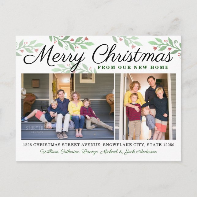 Carte Postale Faire-part Nouvelle Maison Joyeux Noël  2 Photo Fête Déménage (Devant)