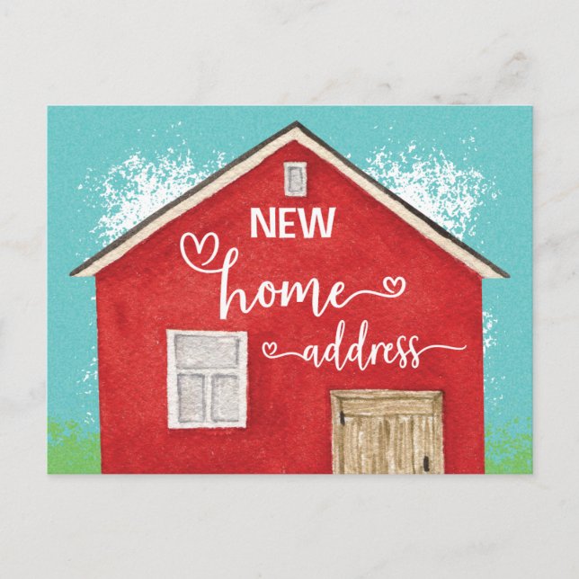 Carte Postale Faire-part Nouvelle Maison Nous Avons Déménagé Aquarelle Nouv (Devant)