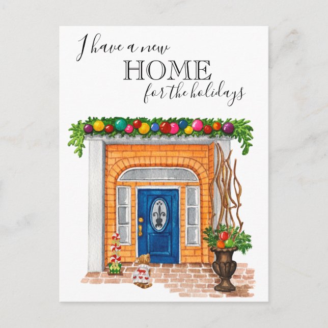 Carte Postale Faire-part Nouvelle Maison Porte Noël Annonce de déménagement (Devant)
