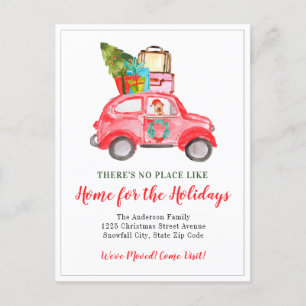 Carte Postale Faire-part Nouvelle maison pour les fêtes Noël voiture de dém