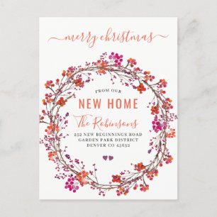 Carte Postale Faire-part Nouvelle maison pour Noël moderne vacances déménag