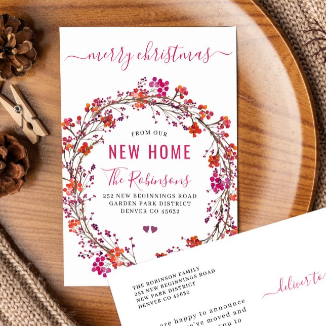 Carte Postale Faire-part Nouvelle maison pour Noël moderne vacances déménag (Créateur téléchargé)