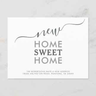 Carte Postale Faire-part Nouvelle maison Sweet Home Typographie moderne Mov