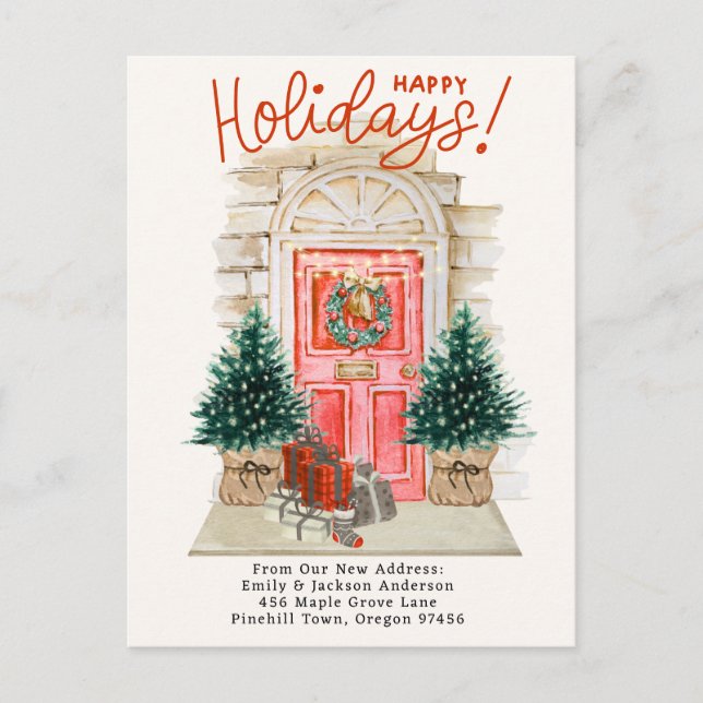 Carte Postale Faire-part Nouvelle Maison - Vacances Porte de Noël Déménager (Devant)
