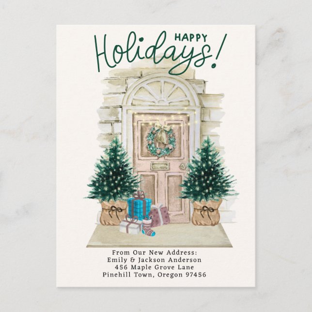 Carte Postale Faire-part Nouvelle Maison - Vacances Porte de Noël Déménager (Devant)