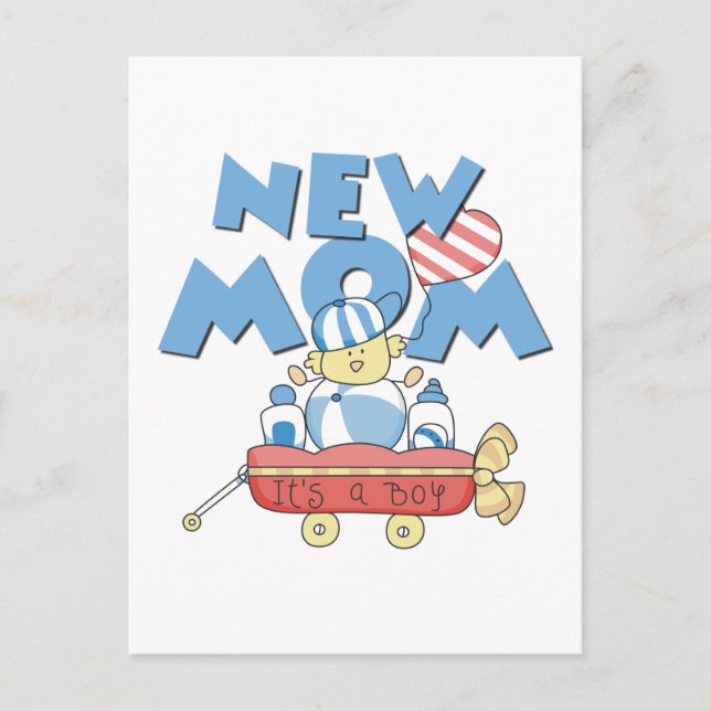 Carte Postale Faire-part Nouvelle Maman C'est un Garçon Tshirts et Cadeaux (Devant)