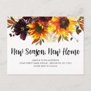 Carte Postale Faire-part Nouvelle saison Nouvelle maison Automne Tournesol 