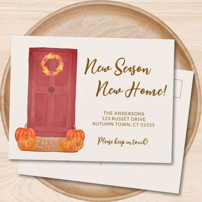 Carte Postale Faire-part Nouvelle saison, nouvelle maison, citrouille de po (Créateur téléchargé)