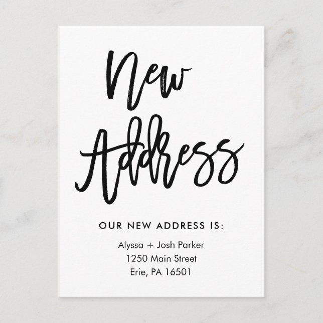 Carte Postale Faire-part Nouvelle typographie moderne simple de l'adresse | (Devant)