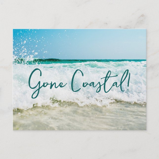 Carte Postale Faire-part Nouvelle Vague Maison Côtière Sur La Plage Aquarel (Devant)