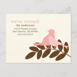 Carte Postale Faire-part Nouvelles annonces d'adresse d'oiseaux roses