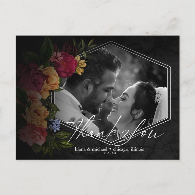 Carte Postale Faire-part Nuits Sultry Floral Mariage Remerciement ID829 (Devant)