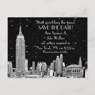 Carte Postale Faire-part NYC Skyline 01 Etched do-it-yourself BG Starry Enr