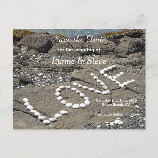 Carte Postale Faire-part Ocean Beach Scene Enregistrer la date (Devant)