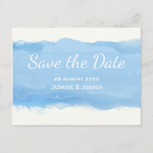 Carte Postale Faire-part Ocean Sky bleu aquarelle enregistrer la date