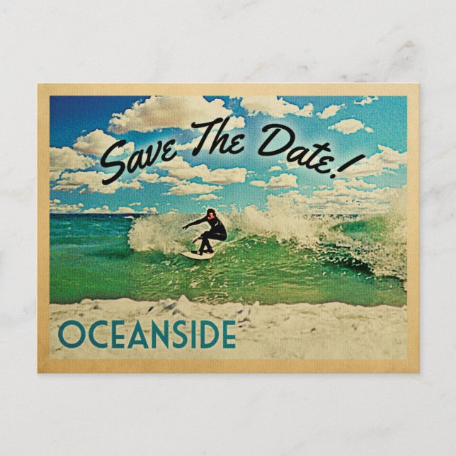 Carte Postale Faire-part Oceanside Save The Date California Surf (Devant)