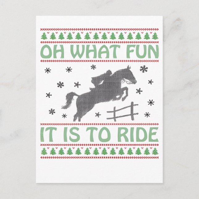Carte Postale Faire-part Oh Quelle Joie de Monter un Cheval de Noël Laid  (Devant)