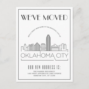 Carte Postale Faire-part Oklahoma City Moderne Art déco   Changement d'adre