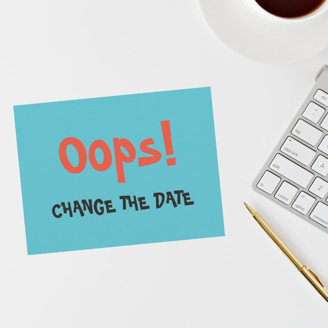 Carte Postale Faire-part Oops Change la Date mariage enregistrer la date (Créateur téléchargé)