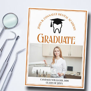 Carte Postale Faire-part Orange Dental School Photo Custom Graduation
