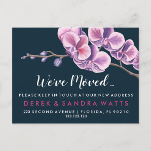 Carte Postale Faire-part orchidée rose Changement d'adresse nous avons dépl