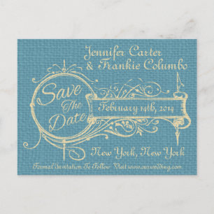 Carte Postale Faire-part Ornement Vintage et Burlap Save The Date