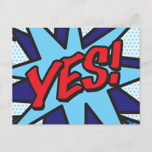 Carte Postale Faire-part OUI Amusant Art Pop Livre de Bande Dessinée Rétro