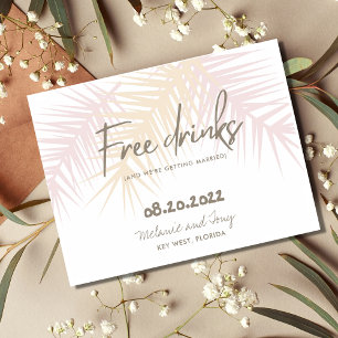 Carte Postale Faire-part Palm Tree Beach Boissons gratuites Mariage Enregis