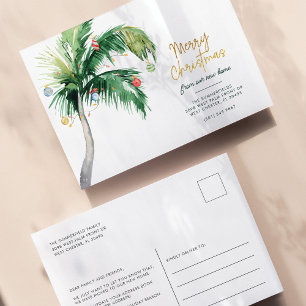 Carte Postale Faire-part Palm Tree Côte Noël vacances déménagement