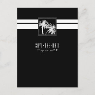 Carte Postale Faire-part Palme tropicale noire & blanche moderne Enregistre