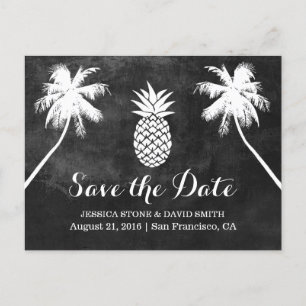 Carte Postale Faire-part Palmier Ananas Tropical Chalk Enregistrer la Date