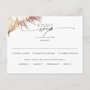 Carte Postale Faire-part Palmier séché tropical Feuilles mariage Rsvp