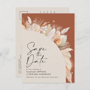 Carte Postale Faire-part Pampas en terre cuite bohème moderne photo d'herbe