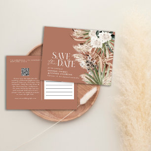 Carte Postale Faire-part Pampas eucalyptus botanique moderne code QR