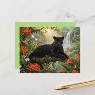 Carte Postale Faire-part Panthère noire Fleurs de la jungle du Kenya Cascad