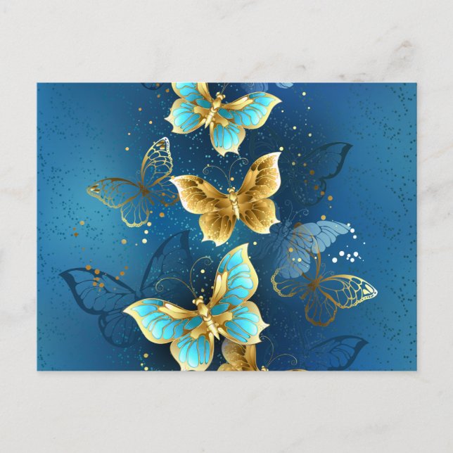 Carte Postale Faire-part Papillons dorés (Devant)