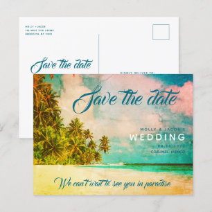 Carte Postale Faire-part Paradise Beach Destination Wedding Sauvez la Date