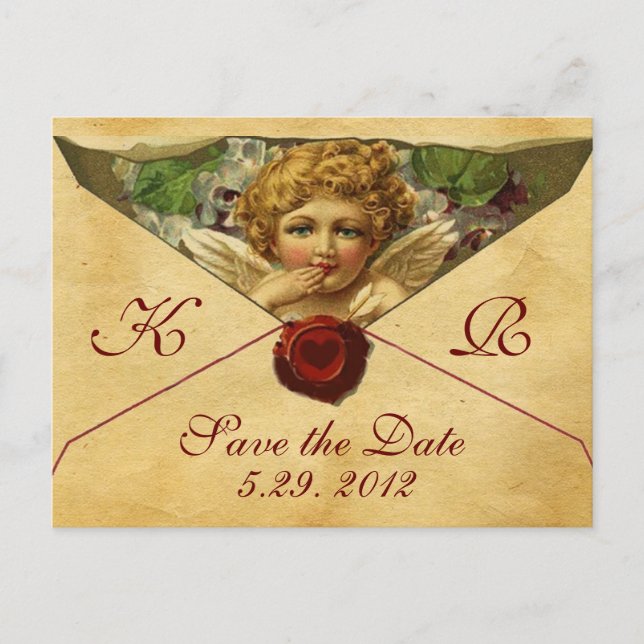 CARTE POSTALE FAIRE-PART PARCHEMENT DE SCELLULAIRE DE CIRE DU COEUR D'ANGE  (Devant)
