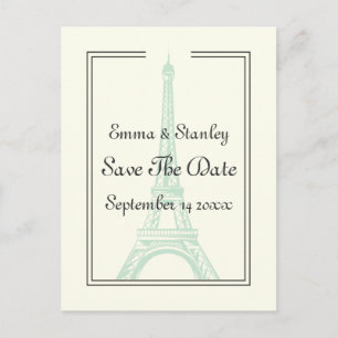 Carte Postale Faire-part Paris Monnaie mariage Tour Eiffel Enregistrer la d