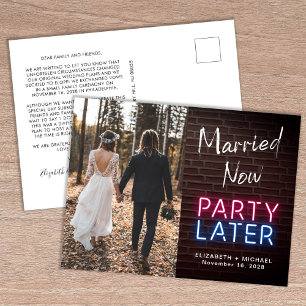 Carte Postale Faire-part Parti Marié Maintenant Plus Tard Neon Lumières Pho