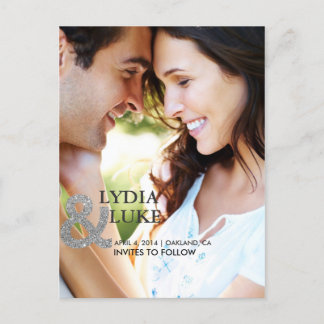 Carte Postale Faire-part Parties scintillant Argent Enregistrer La Date Ann