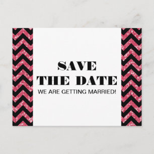 Carte Postale Faire-part Parties scintillant Chevron Enregistrer la date Ca