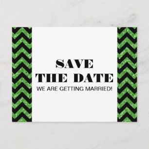 Carte Postale Faire-part Parties scintillant Chevron Enregistrer la date Ca